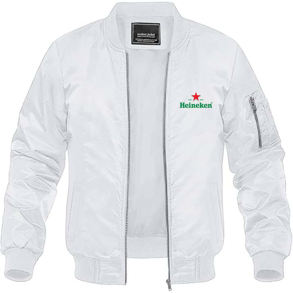 Men's Heineken Logo Lightweight Bomber Jacket Windbreaker Softshell Varsity Jacket Coat