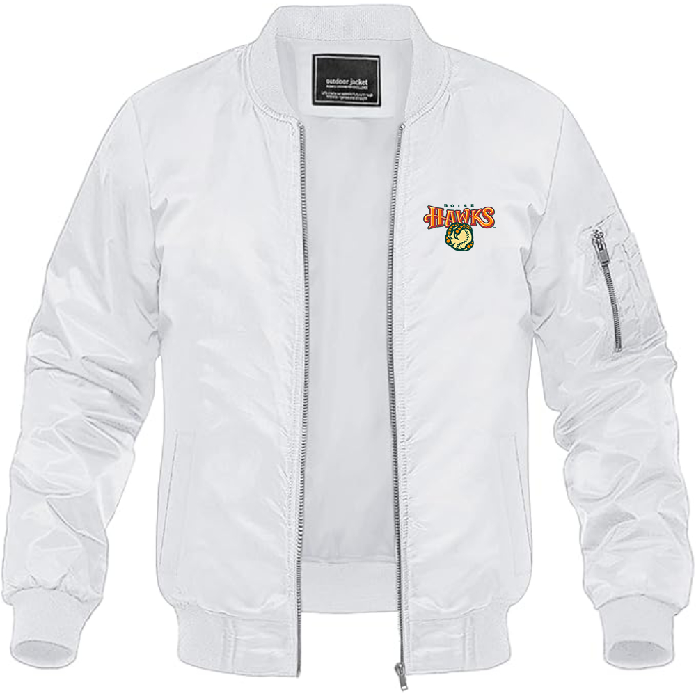 Men's Boise Hawks Logo Lightweight Bomber Jacket Windbreaker Softshell Varsity Jacket Coat