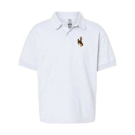 Youth Wyoming Cowboys Gildan Dry Blend Jersey Polo