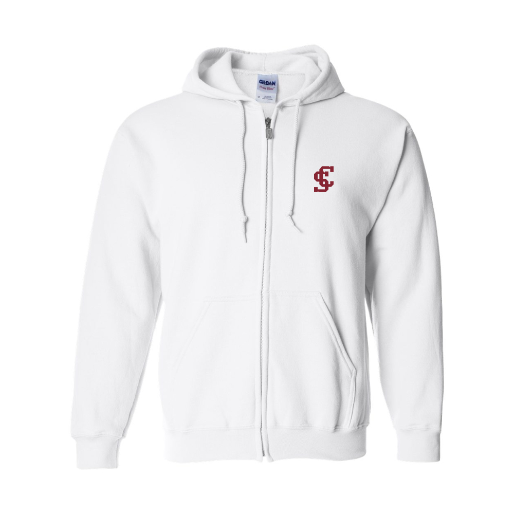 Men's Santa Clara Broncos Logo Gildan  Heavy Blend Full Zip Hooded Sweatshirt