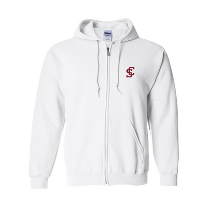 Men's Santa Clara Broncos Logo Gildan  Heavy Blend Full Zip Hooded Sweatshirt