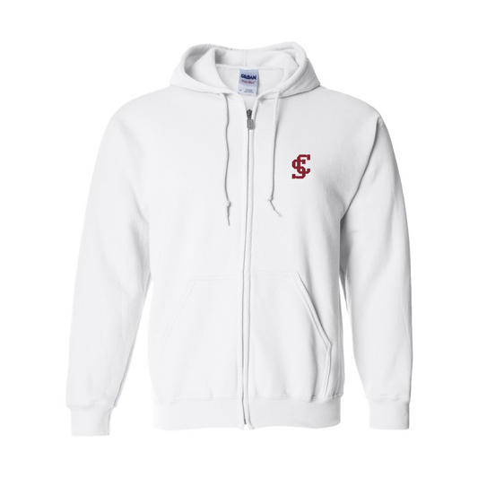 Men's Santa Clara Broncos Logo Gildan  Heavy Blend Full Zip Hooded Sweatshirt