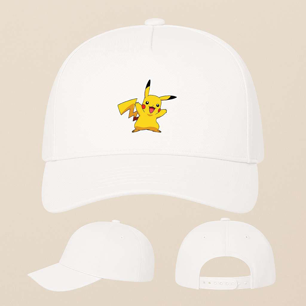 Pikachu Cartoon Five Panel Twill Snapback Cap