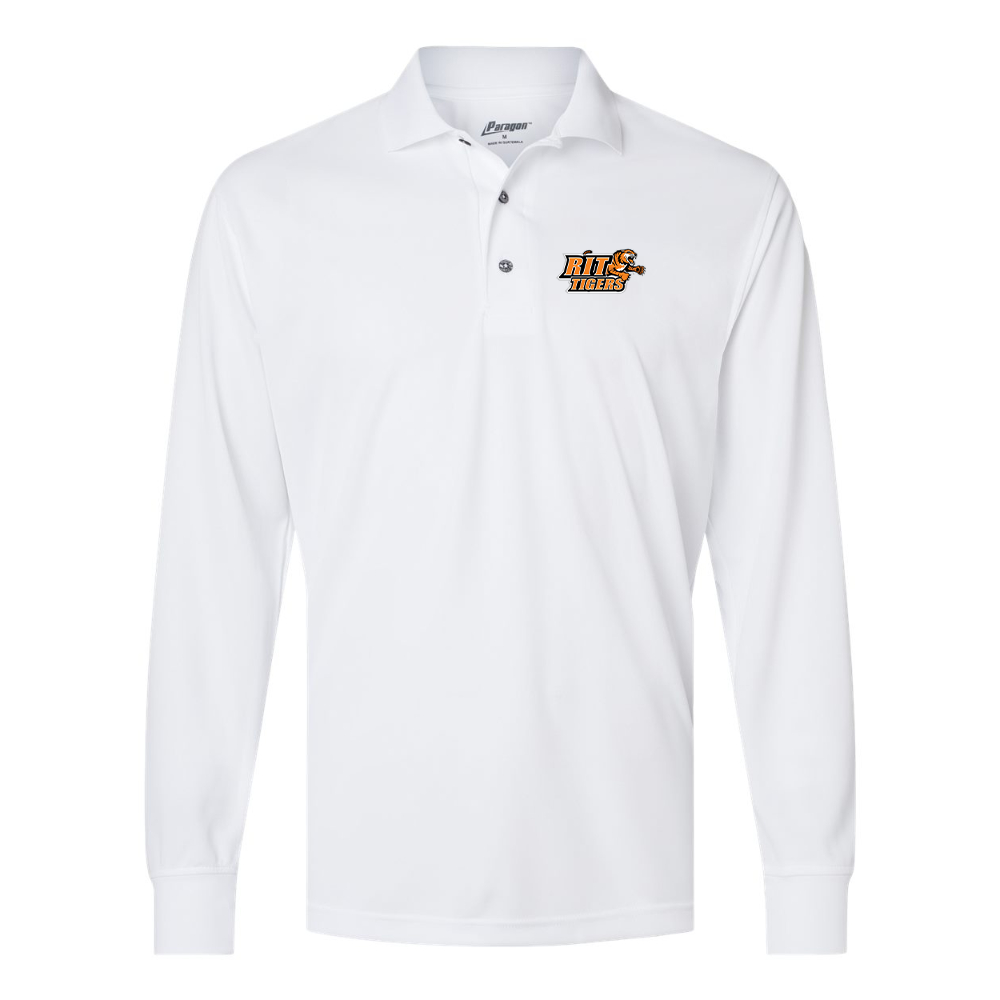 Men's RIT Tigers Logo Paragon Prescott Long Sleeve Polo