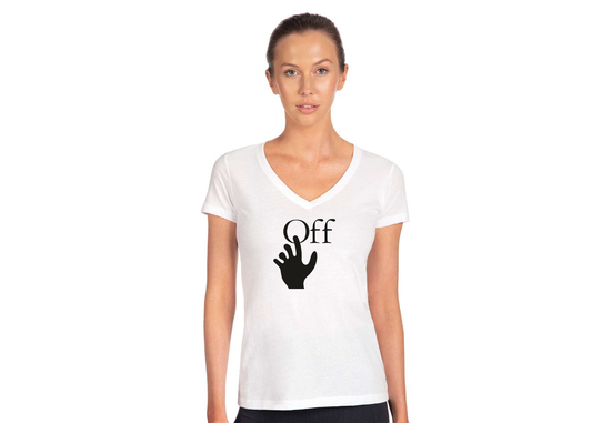 Women's Off-White Hand  Next Level V-Neck T-Shirt