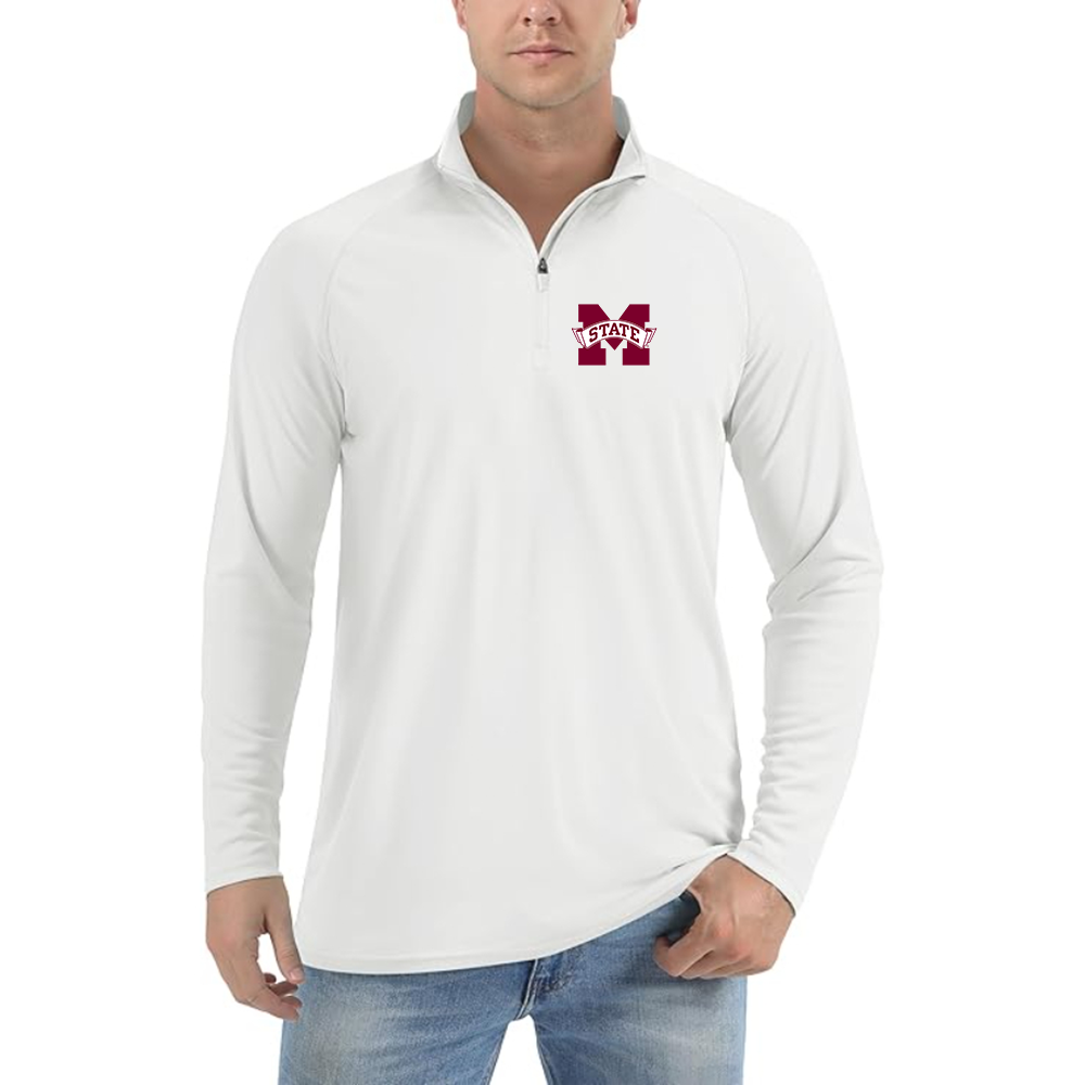Men's Mississippi State Bulldogs Logo Lightweight Quarter-Zip Athletic Shirt Long Sleeve Performance Wear