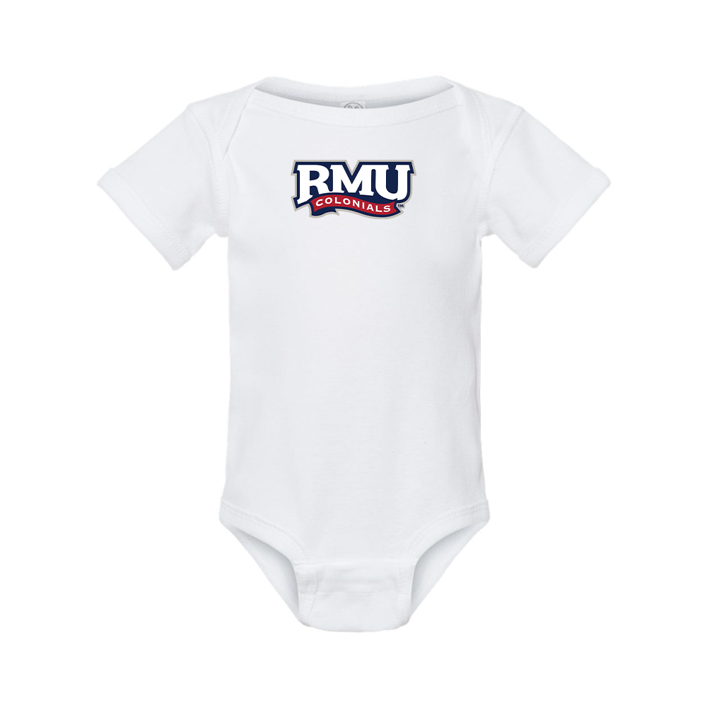 Robert Morris Colonials Logo  Rabbit Skins Infant Baby Rib Bodysuit