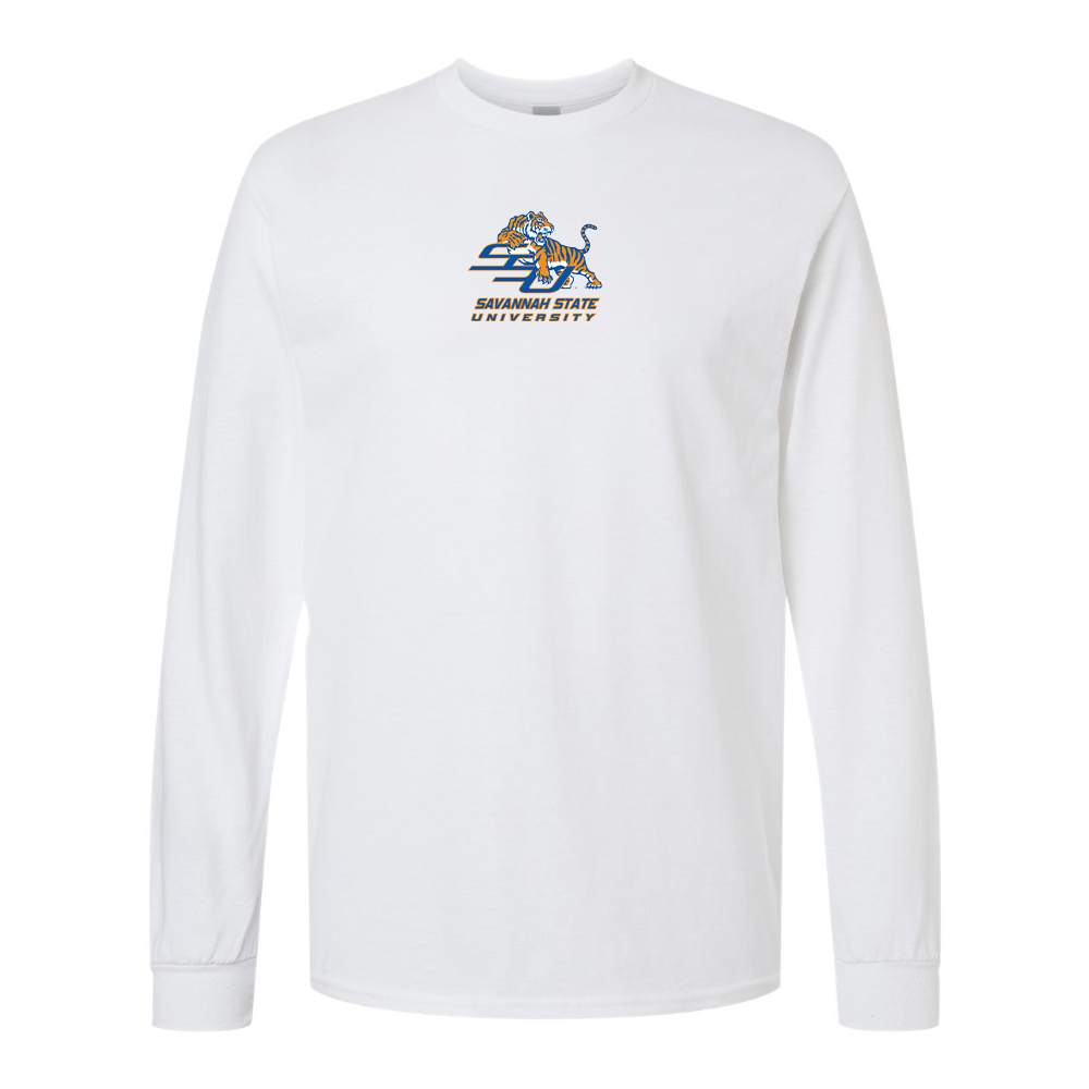 Men's Savannah State Tigers Logo Gildan Heavy Cotton Long Sleeve T-Shirt