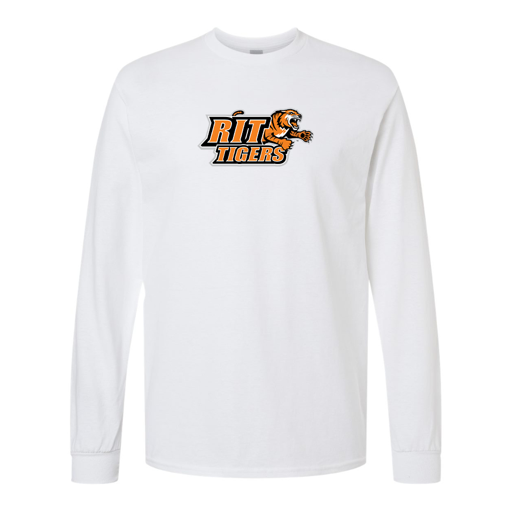 Men's RIT Tigers Logo Gildan Heavy Cotton Long Sleeve T-Shirt