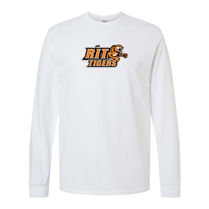Men's RIT Tigers Logo Gildan Heavy Cotton Long Sleeve T-Shirt