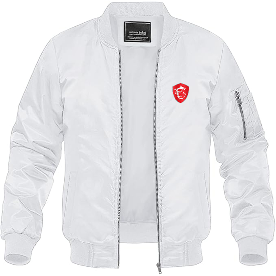 Men's MSI Symbol Logo Lightweight Bomber Jacket Windbreaker Softshell Varsity Jacket Coat