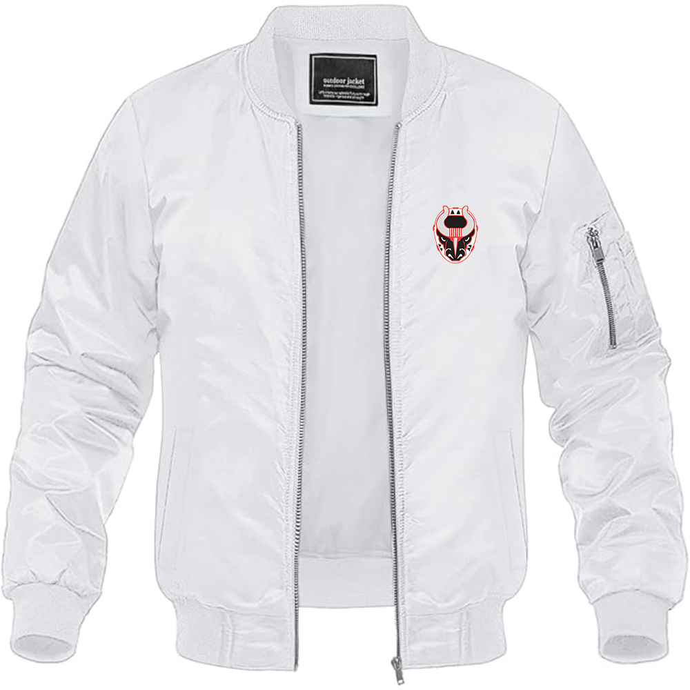 Men's Birmingham Bulls Logo Lightweight Bomber Jacket Windbreaker Softshell Varsity Jacket Coat