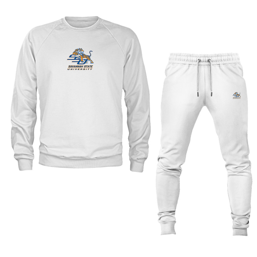 Men's Savannah State Tigers Logo Crewneck Sweatshirt Joggers Suit