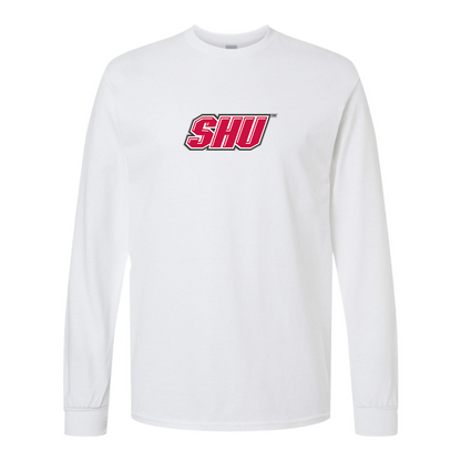 Men's Sacred Heart Pioneers Logo Gildan Heavy Cotton Long Sleeve T-Shirt