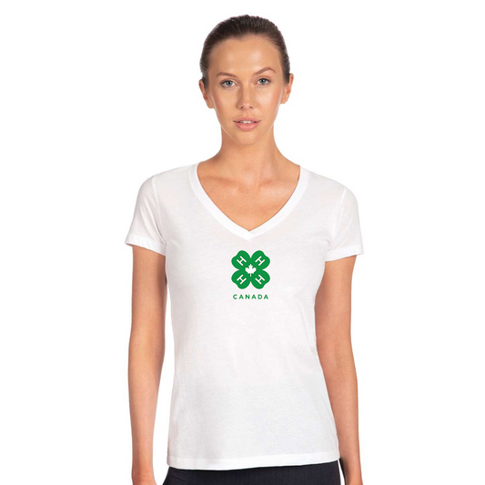 Women's 4H Canada Logo Next Level V-Neck T-Shirt