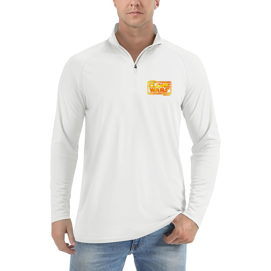Men's The Clone wars Logo Lightweight Quarter-Zip Athletic Shirt Long Sleeve Performance Wear
