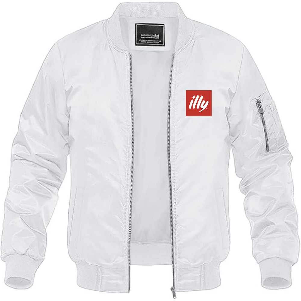 Men's Illy Logo Lightweight Bomber Jacket Windbreaker Softshell Varsity Jacket Coat