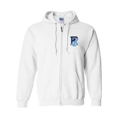 Men's Rhode Island Rams Logo Gildan  Heavy Blend Full Zip Hooded Sweatshirt