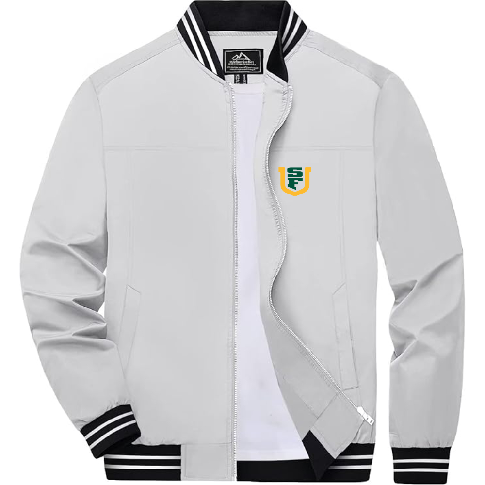 Men's San Francisco Dons Logo Lightweight Zip-Up Ribbed Collar and Cuffs Bomber Jacket