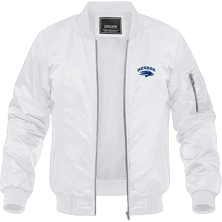 Men's Nevada Wolf Pack Logo Lightweight Bomber Jacket Windbreaker Softshell Varsity Jacket Coat