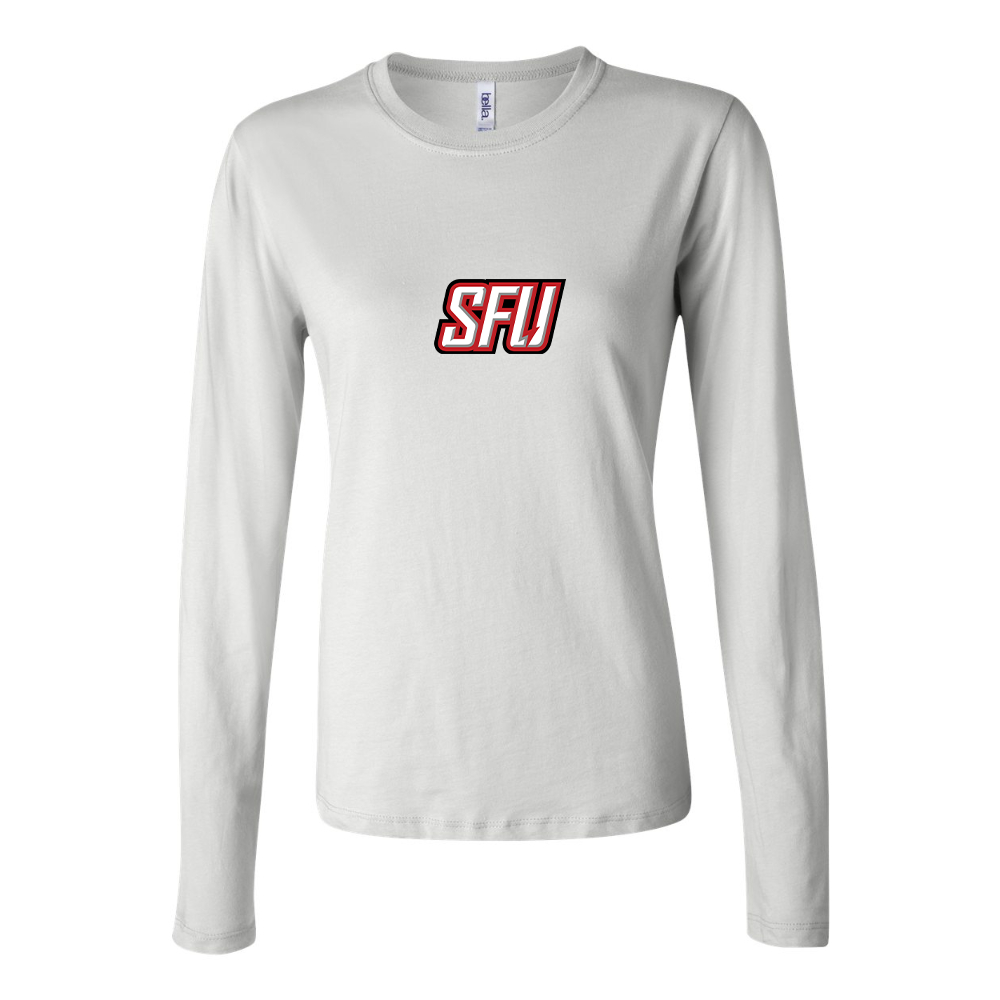 BELLA CANVAS Women’s Saint Francis Red Flash Logo Jersey Long Sleeve Tee