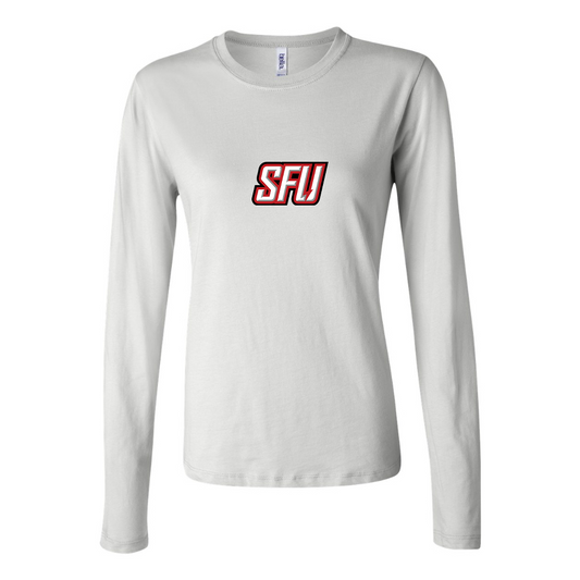 BELLA CANVAS Women’s Saint Francis Red Flash Logo Jersey Long Sleeve Tee