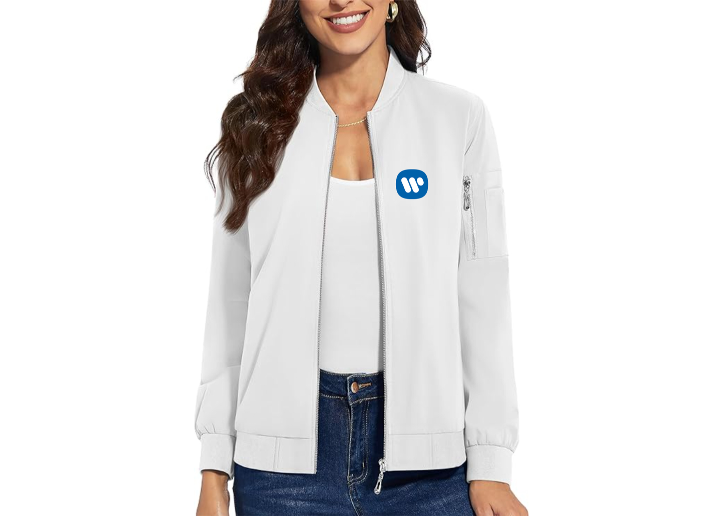 Women's WMG Premium Bomber Jacket with Polished Detailing and Functional Sleeve Pocket Modern Luxury Outerwear