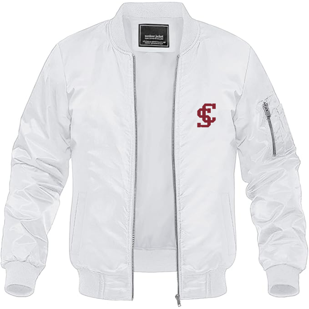 Men's Santa Clara Broncos Logo Lightweight Bomber Jacket Windbreaker Softshell Varsity Jacket Coat