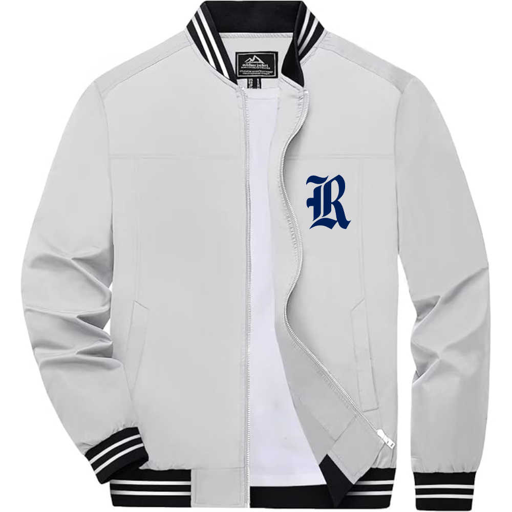 Men's Rice Owls Logo Lightweight Zip-Up Ribbed Collar and Cuffs Bomber Jacket