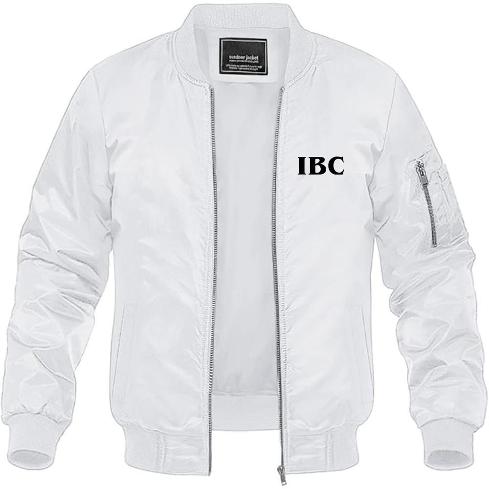 Men's IBC Logo Lightweight Bomber Jacket Windbreaker Softshell Varsity Jacket Coat