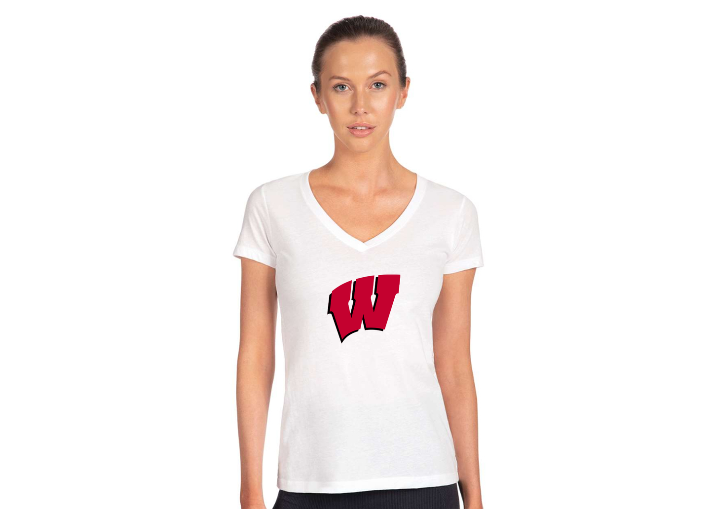 Women's Wisconsin Badgers Next Level V-Neck T-Shirt