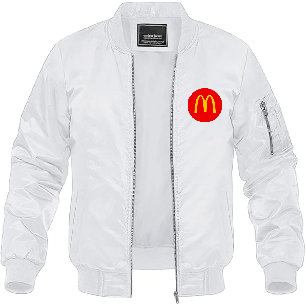 Men's McDonalds  Logo Lightweight Bomber Jacket Windbreaker Softshell Varsity Jacket Coat