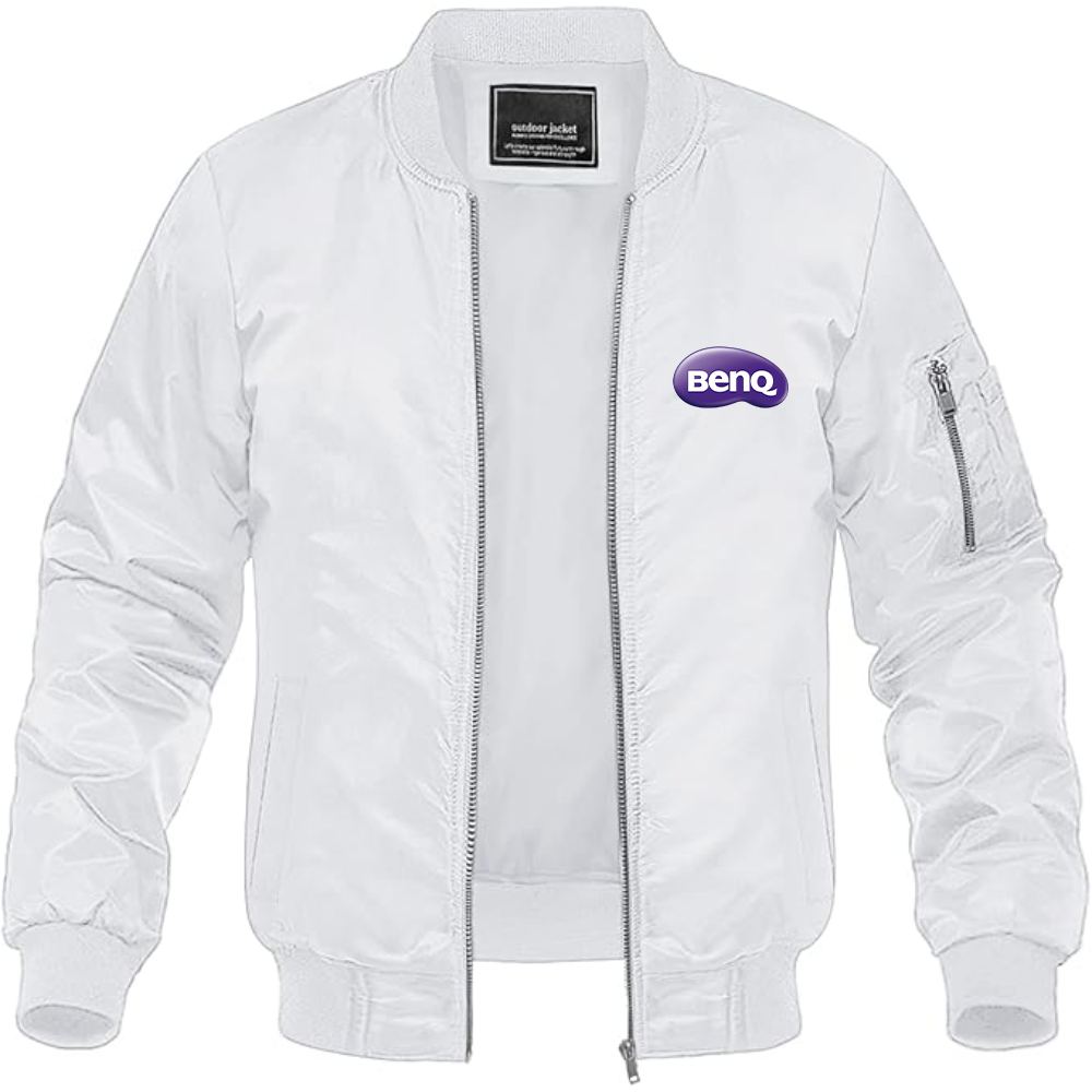 Men's BenQ Logo Lightweight Bomber Jacket Windbreaker Softshell Varsity Jacket Coat