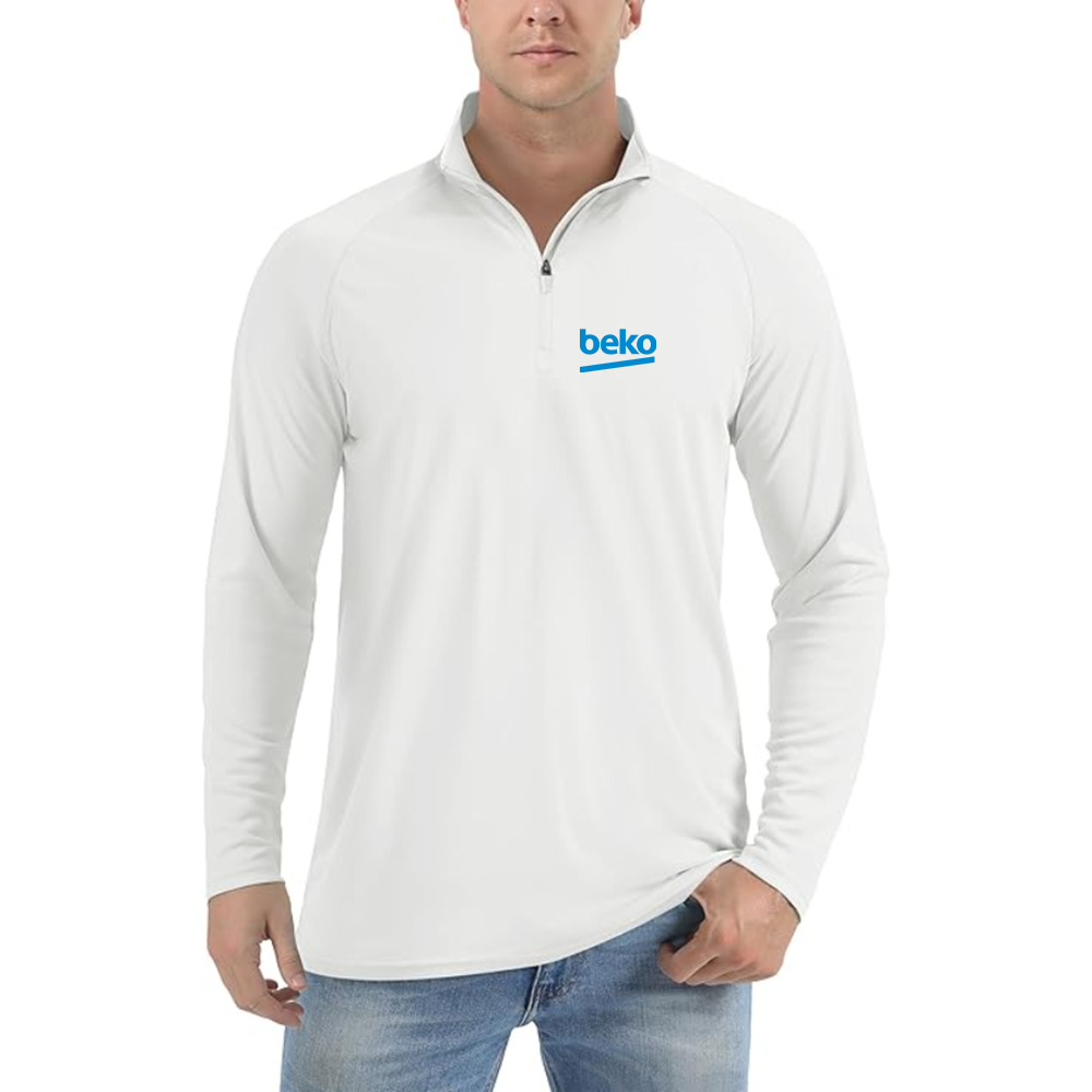 Men's Beko Logo Lightweight Quarter-Zip Athletic Shirt Long Sleeve Performance Wear