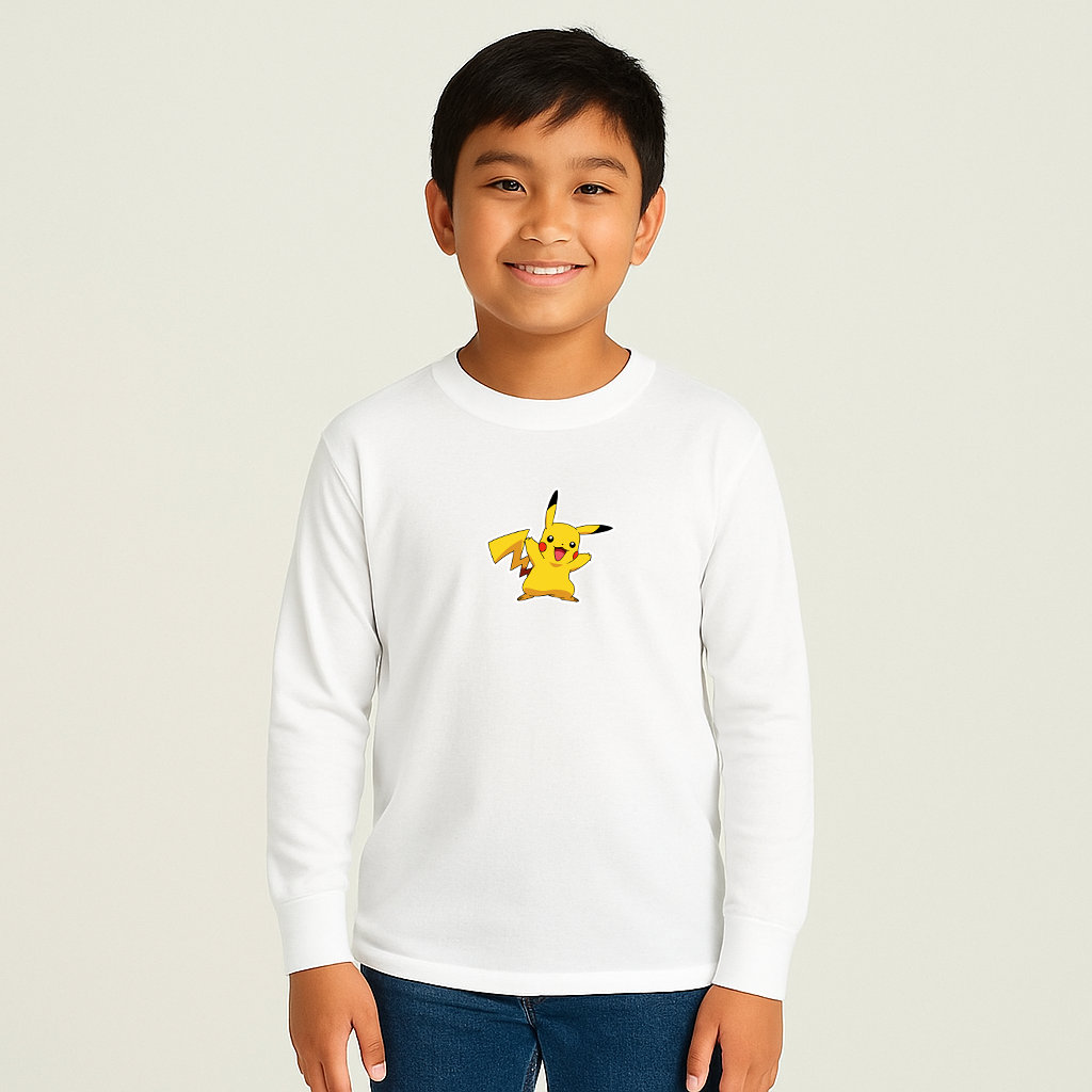 Youth Kids Pikachu Cartoon Long Sleeve T-Shirt