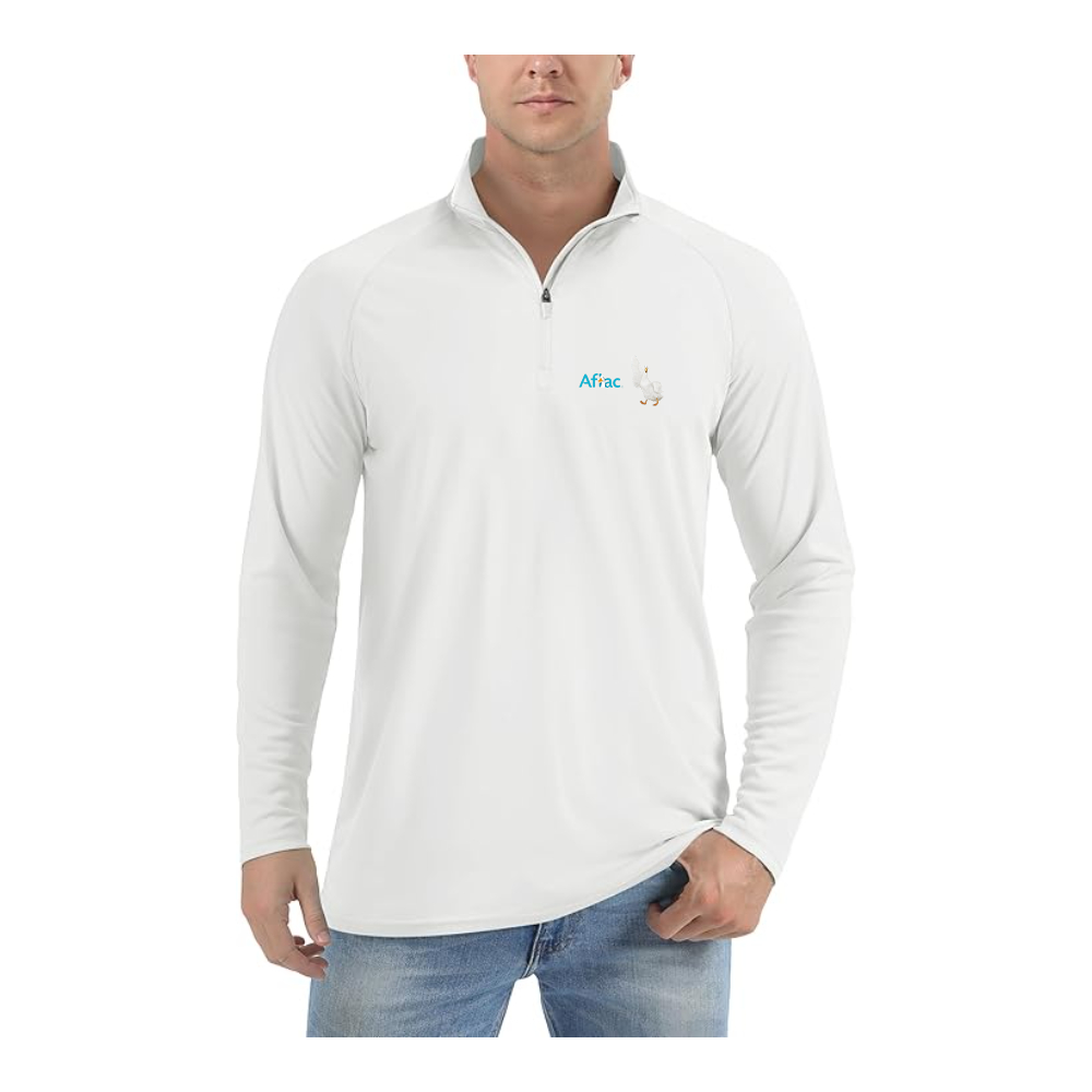 Men's Aflac Logo and Duck Lightweight Quarter-Zip Athletic Shirt Long Sleeve Performance Wear