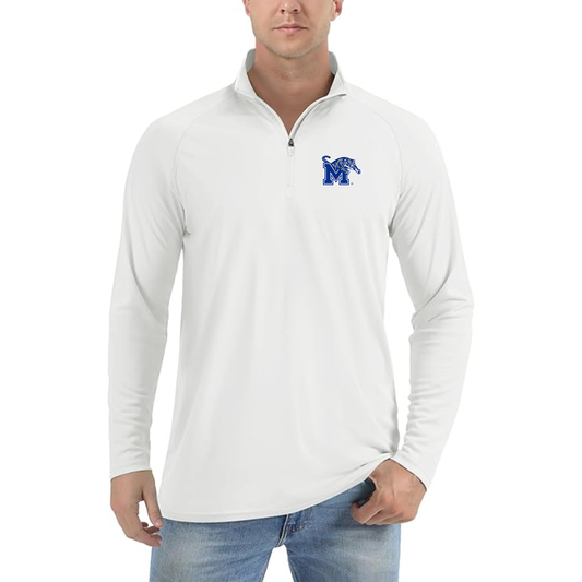 Men's Memphis Tigers Logo Lightweight Quarter-Zip Athletic Shirt Long Sleeve Performance Wear