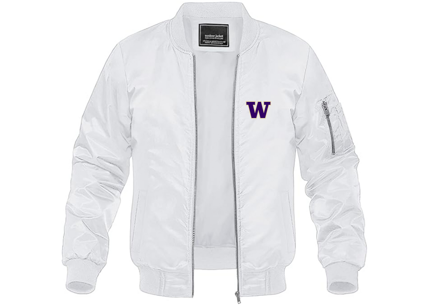 Men's Washington Huskies Lightweight Bomber Jacket Windbreaker Softshell Varsity Jacket Coat
