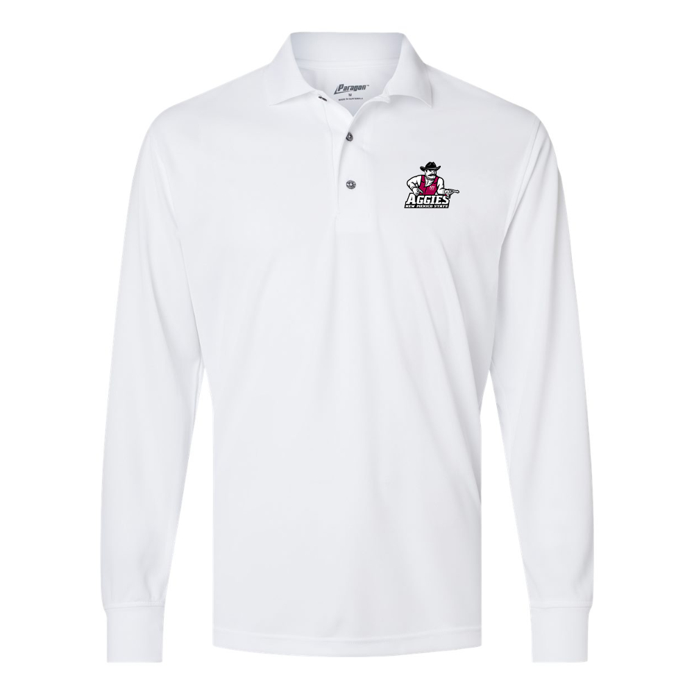Men's Aggies New Mexico State Logo Paragon Prescott Long Sleeve Polo