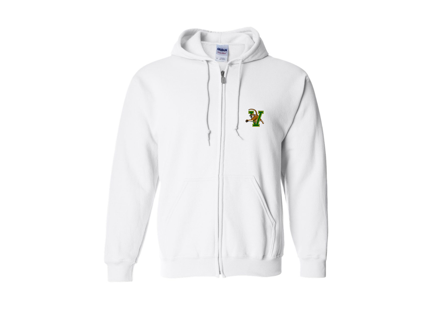 Men's Vermont Catamounts Gildan  Heavy Blend Full Zip Hooded Sweatshirt