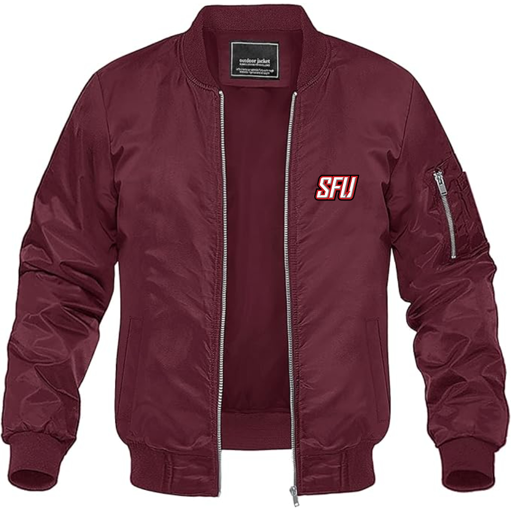 Men's Saint Francis Red Flash Logo Lightweight Bomber Jacket Windbreaker Softshell Varsity Jacket Coat