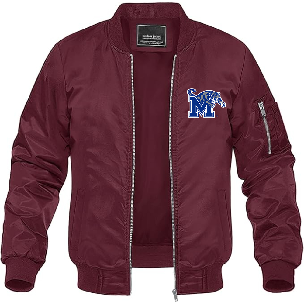 Men's Memphis Tigers Logo Lightweight Bomber Jacket Windbreaker Softshell Varsity Jacket Coat