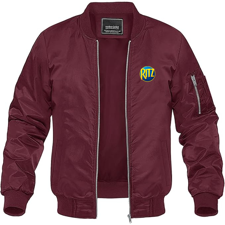 Men's Ritz Crackers Logo Lightweight Bomber Jacket Windbreaker Softshell Varsity Jacket Coat