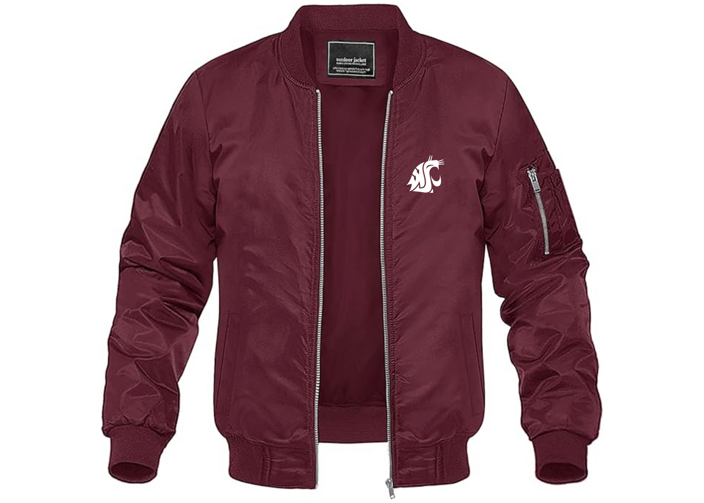 Men's Washington State Cougars Lightweight Bomber Jacket Windbreaker Softshell Varsity Jacket Coat