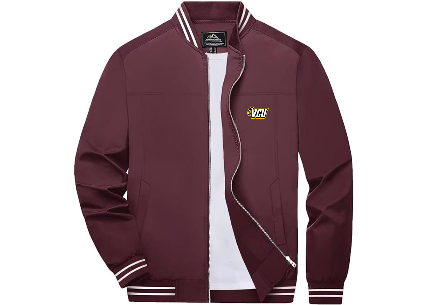 Men's Virginia Commonwealth Rams Lightweight Zip-Up Ribbed Collar and Cuffs Bomber Jacket