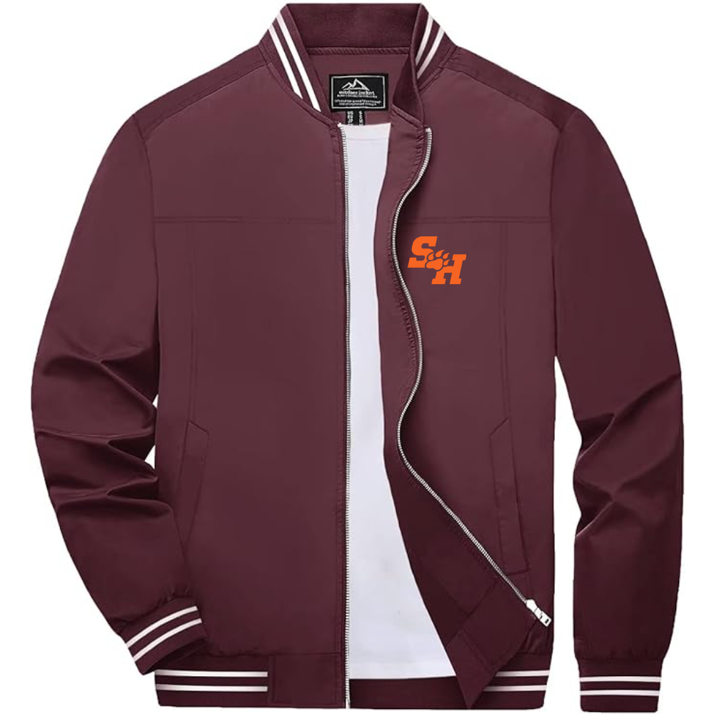 Men's Sam Houston State Bearkats Logo Lightweight Zip-Up Ribbed Collar and Cuffs Bomber Jacket