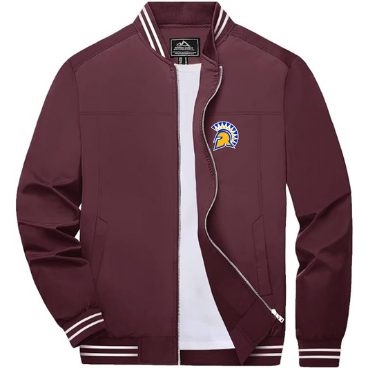 Men's San Jose State Spartans Logo Lightweight Zip-Up Ribbed Collar and Cuffs Bomber Jacket