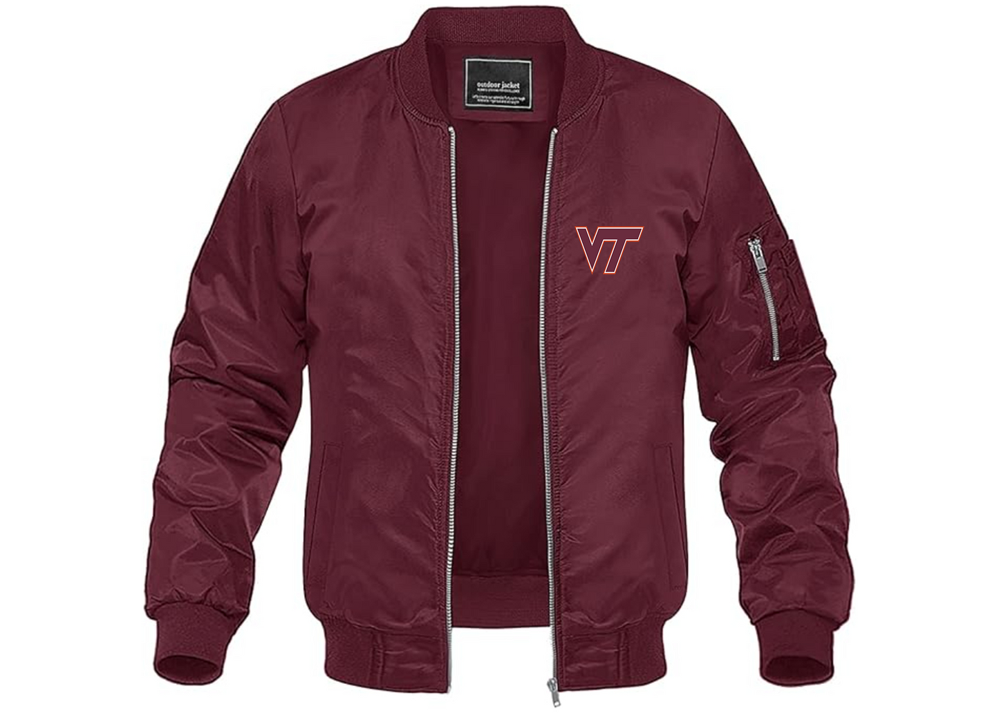 Men's Virginia Tech Hokies Lightweight Bomber Jacket Windbreaker Softshell Varsity Jacket Coat