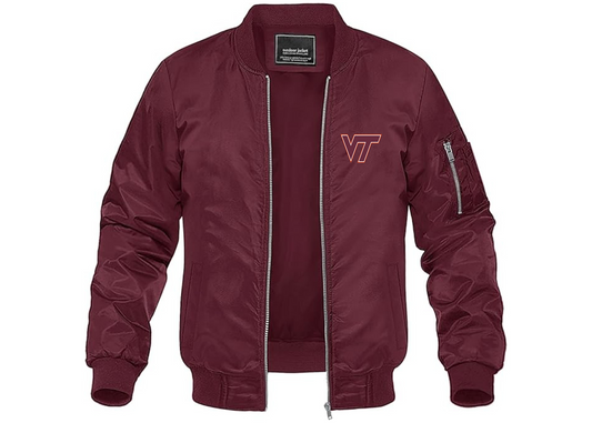 Men's Virginia Tech Hokies Lightweight Bomber Jacket Windbreaker Softshell Varsity Jacket Coat