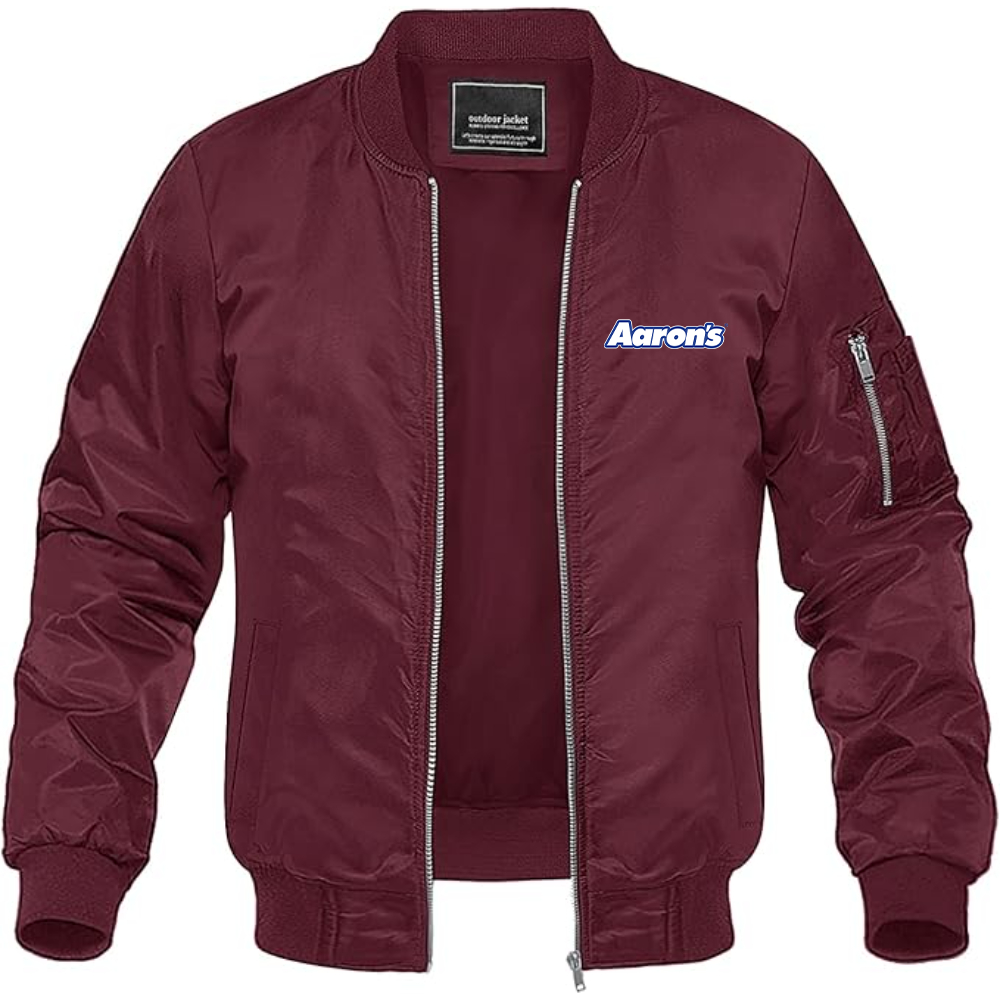 Men's Aaron_s Logo Lightweight Bomber Jacket Windbreaker Softshell Varsity Jacket Coat